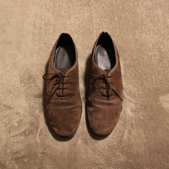 American Apparel Brown Suede Oxfords Size 9 - Picture 2 of 6